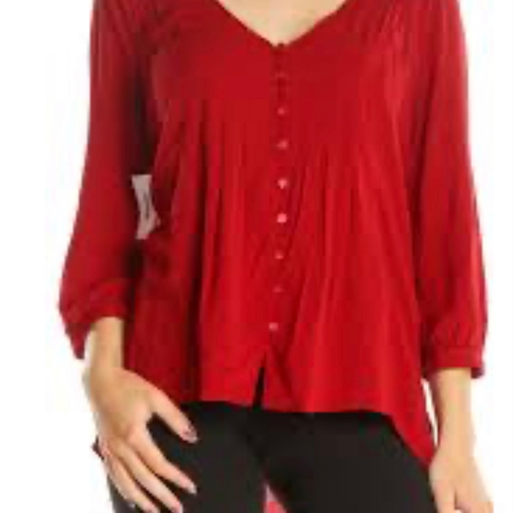 Anthropologie (“Vanessa Virginia”) red pintuck pleated top